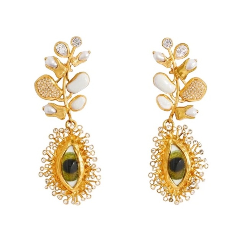 Schiaparelli Style Eye and Pearls Earrings